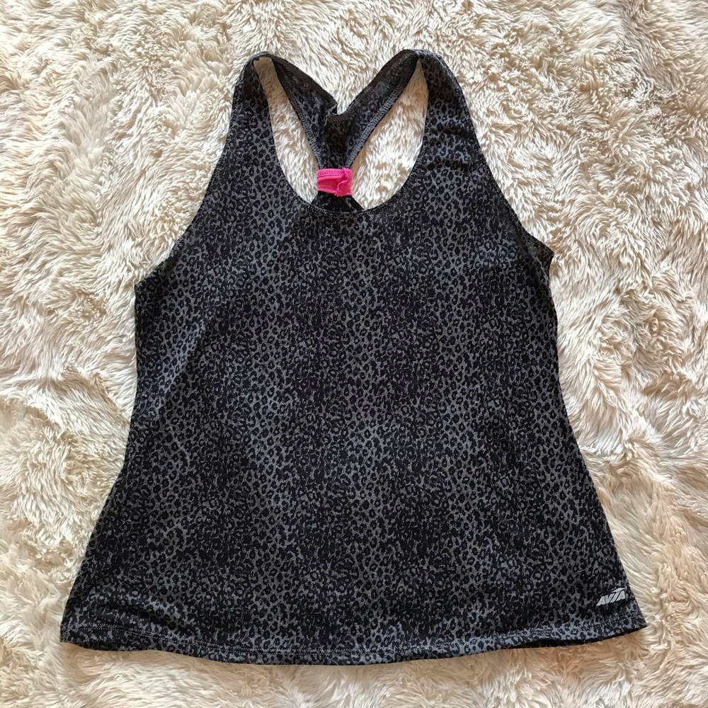 Lightweight gray/blk leopard racerback tank Large